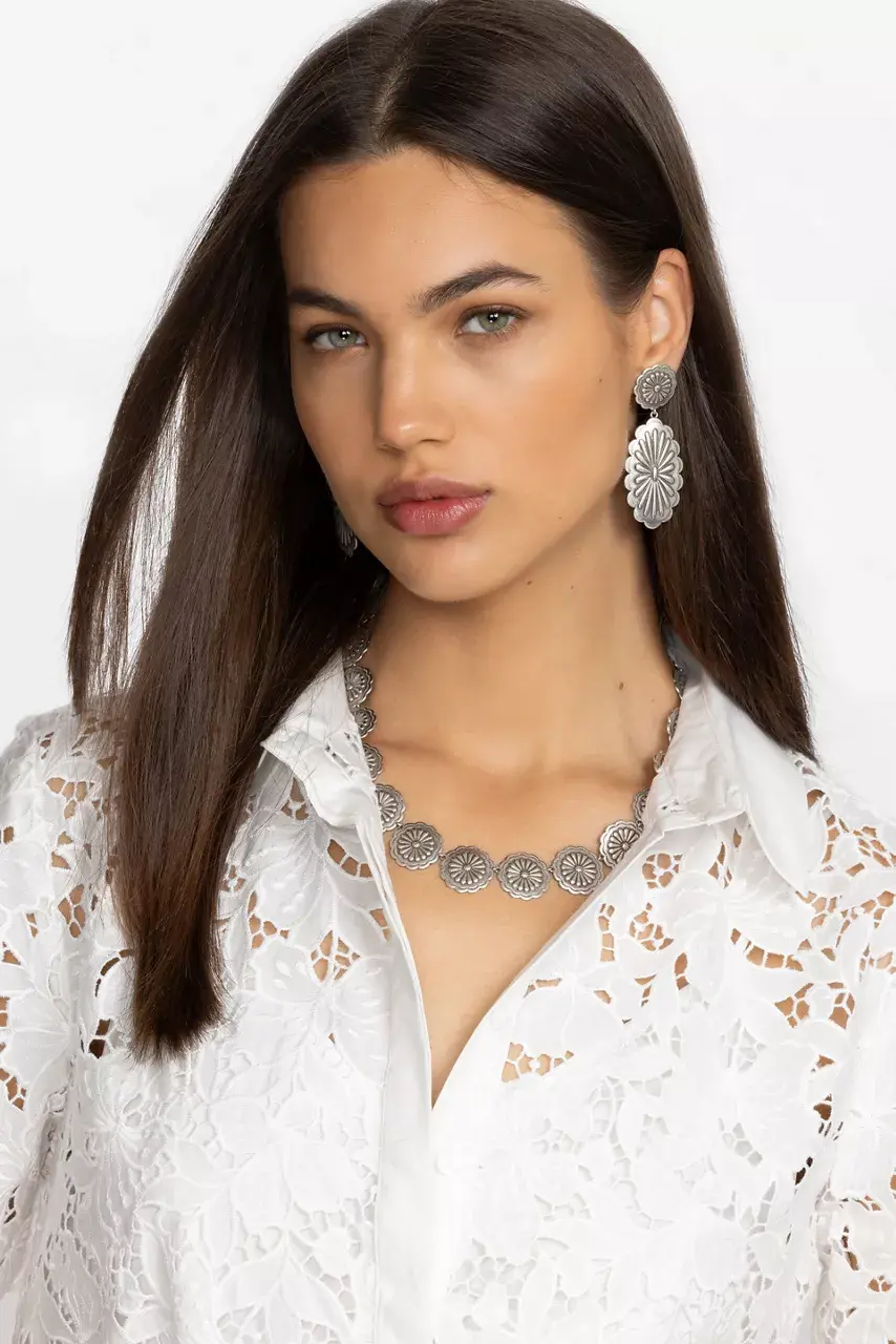 Johnny Was RIVER RANCH CONCHO EARRING Silver