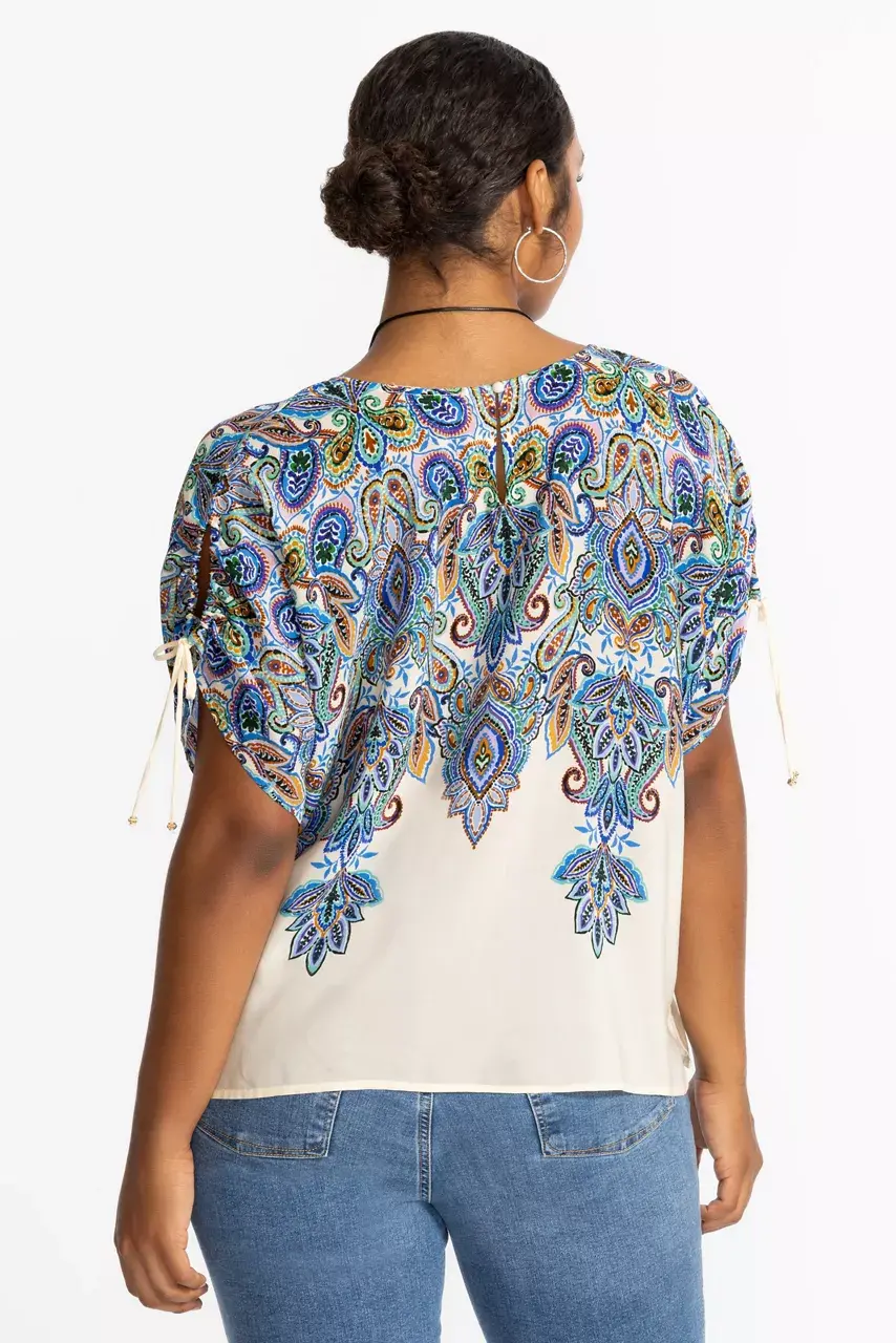 Johnny Was RUCHED SLEEVE BLOUSE Ruta