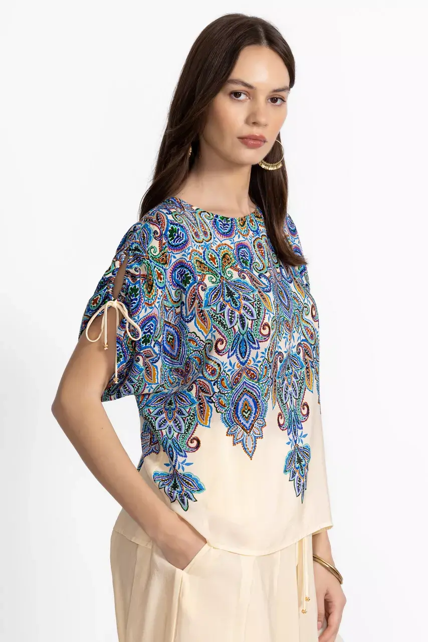 Johnny Was RUCHED SLEEVE BLOUSE Ruta