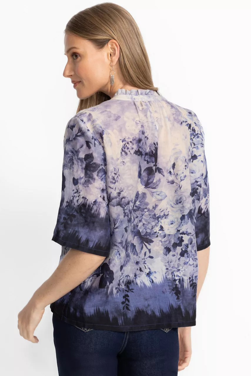 Johnny Was RUFFLE NECK SHIRT Azurra