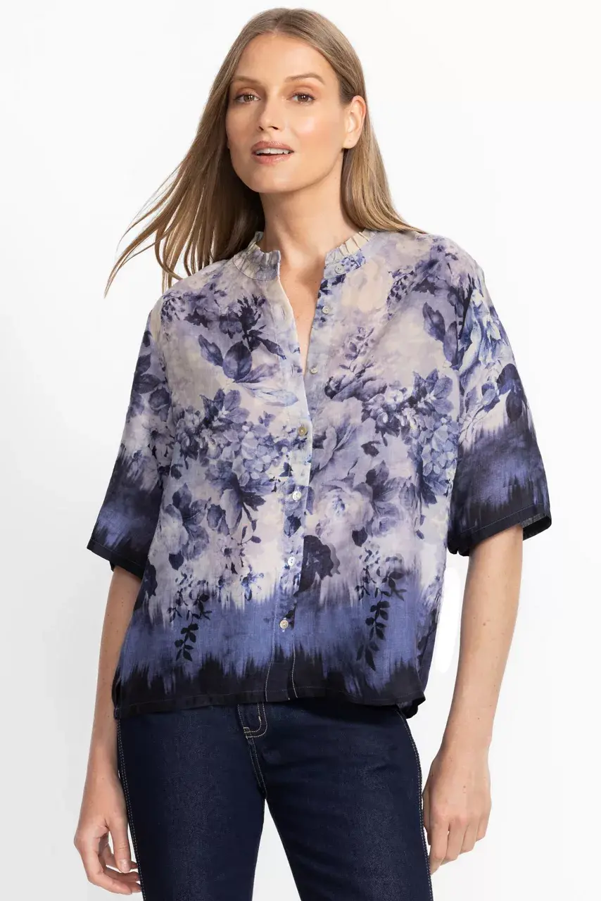 johnny was RUFFLE NECK SHIRT Azurra