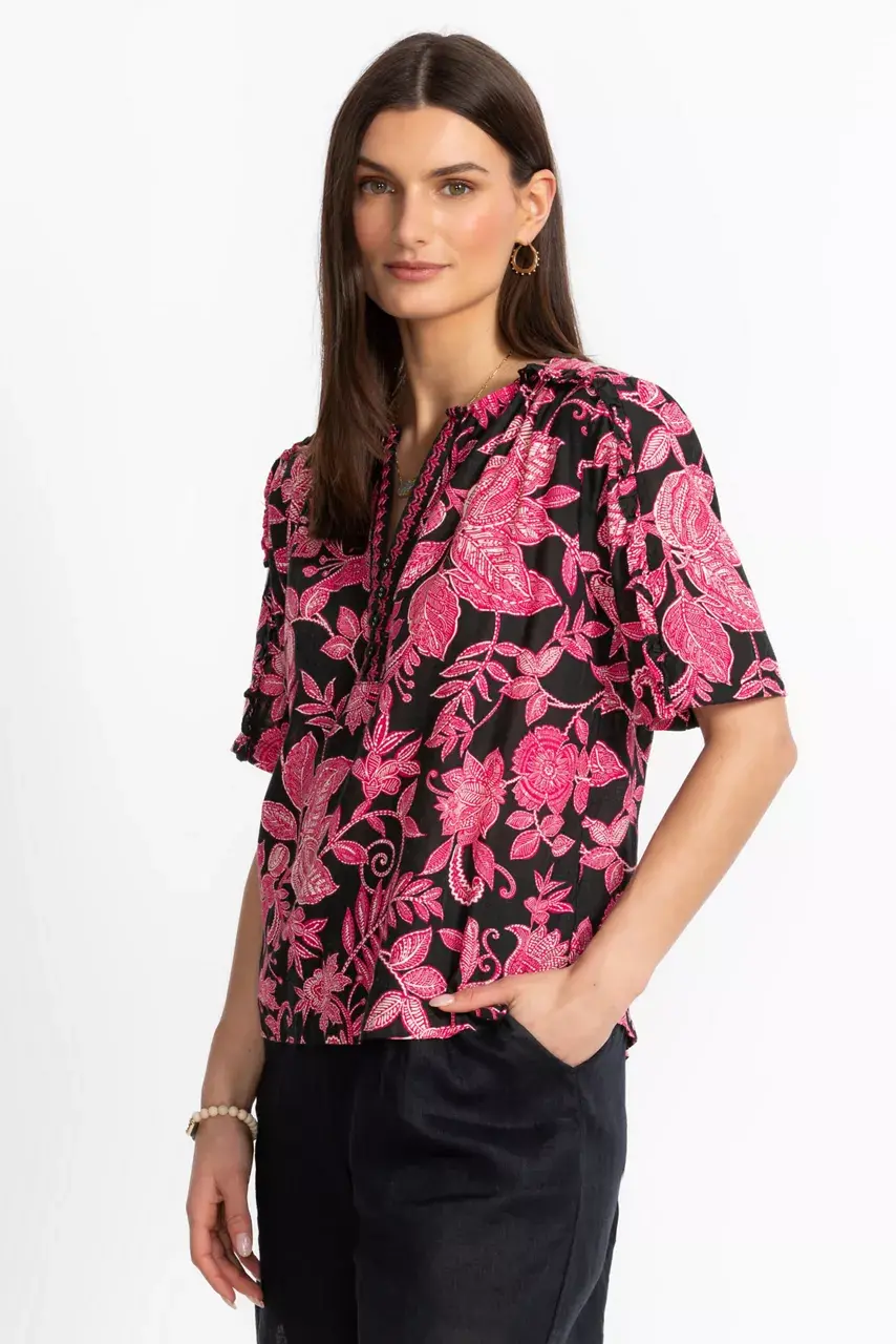 Johnny Was RUFFLE SEAM TOP Alycia Black