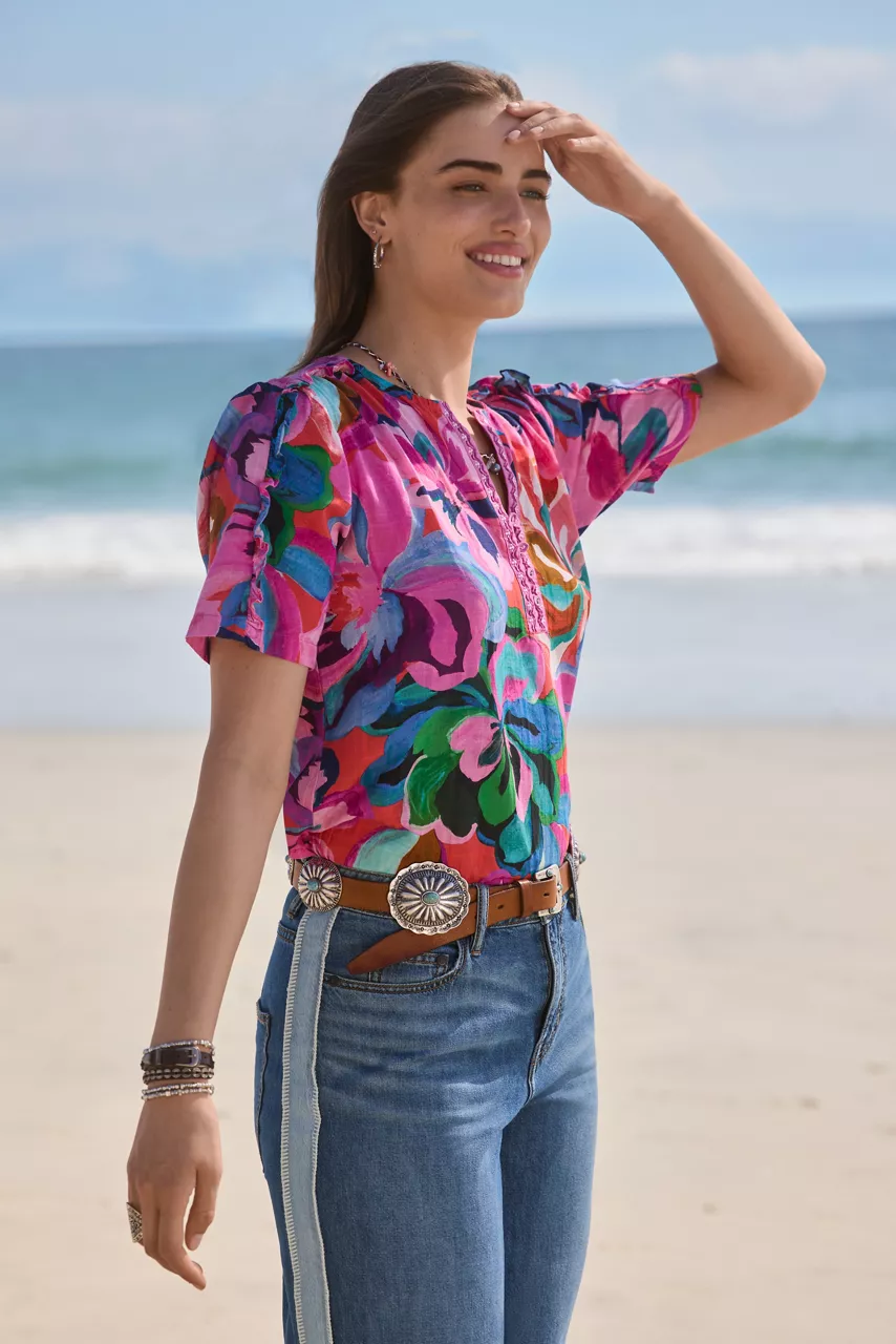 johnny was RUFFLE SEAM TOP Ambre