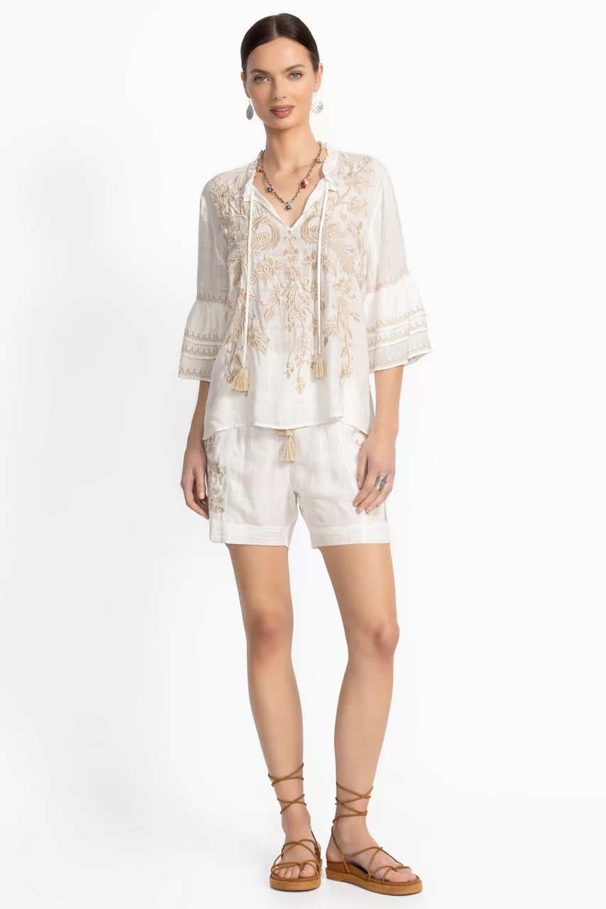 Johnny Was RUFFLE SLEEVE BLOUSE Zion Plaid