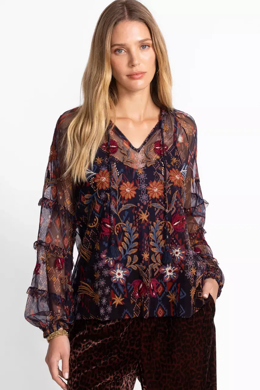 Johnny Was SAPHIRE MESH BLOUSE Monika