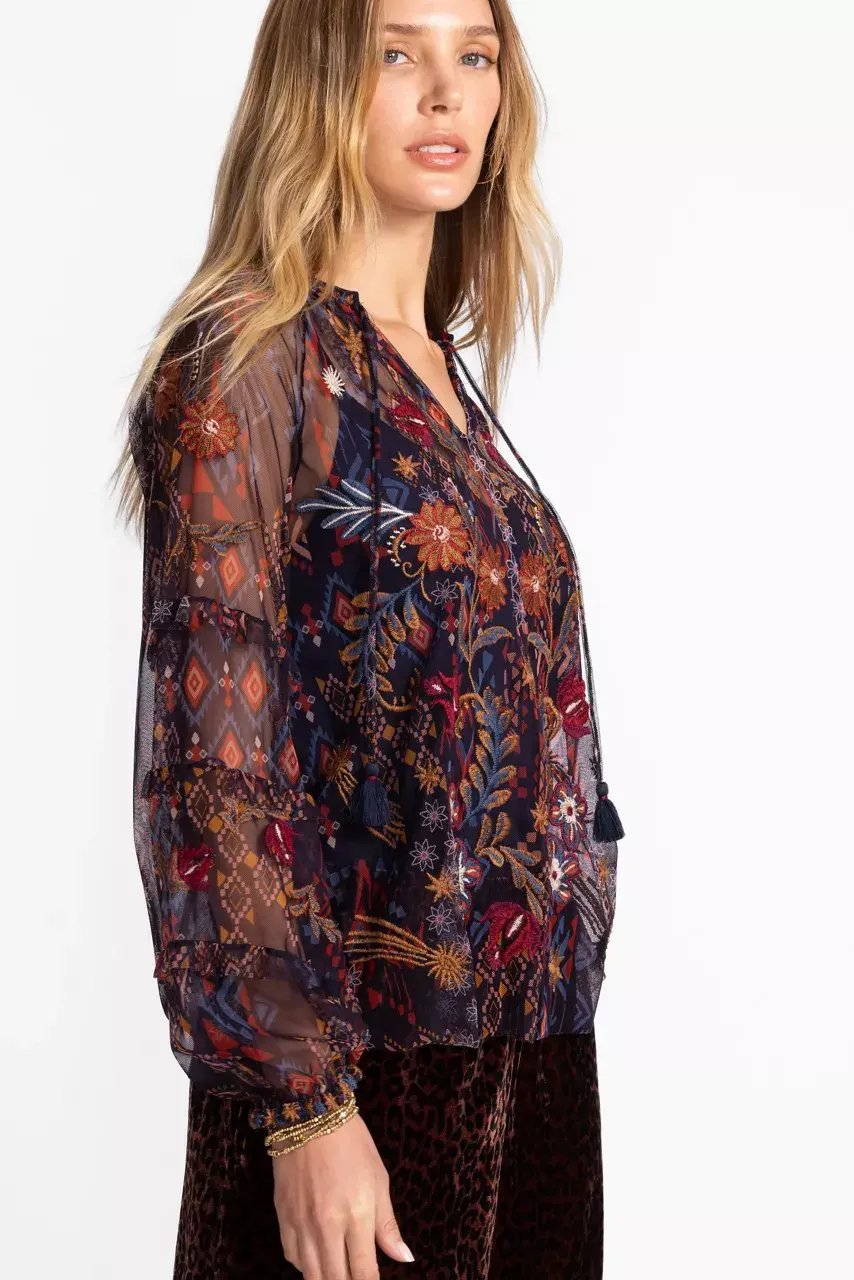 Johnny Was SAPHIRE MESH BLOUSE Monika