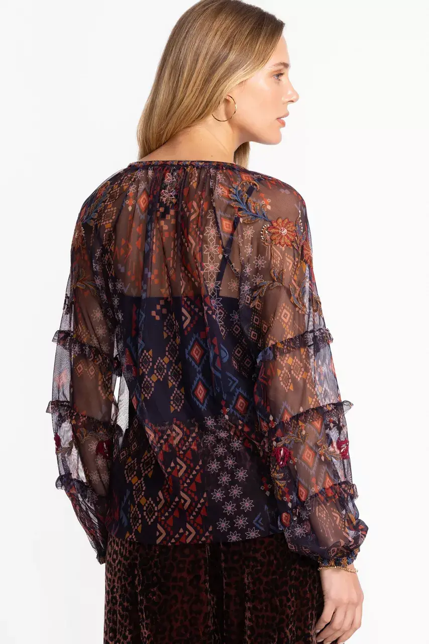 Johnny Was SAPHIRE MESH BLOUSE Monika