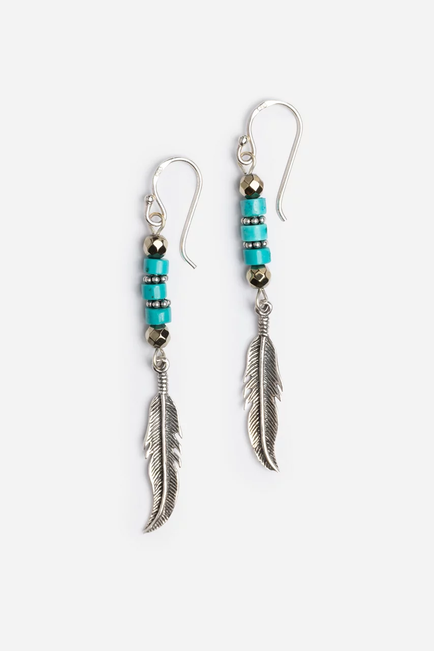 johnny was SEA FEATHERS DANGLE EARRINGS Turquoise