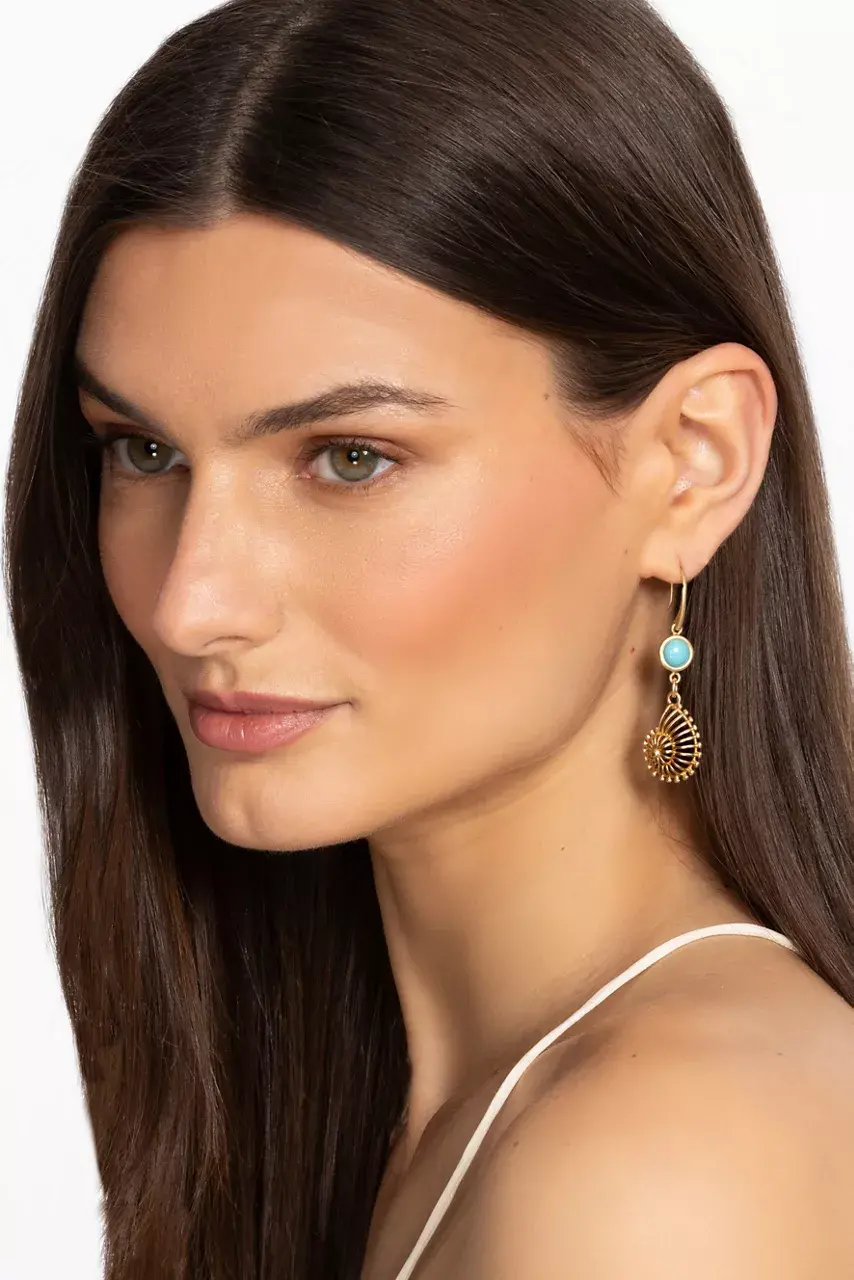 Johnny Was SEASCAPE SHELL DROP EARRINGS Gold