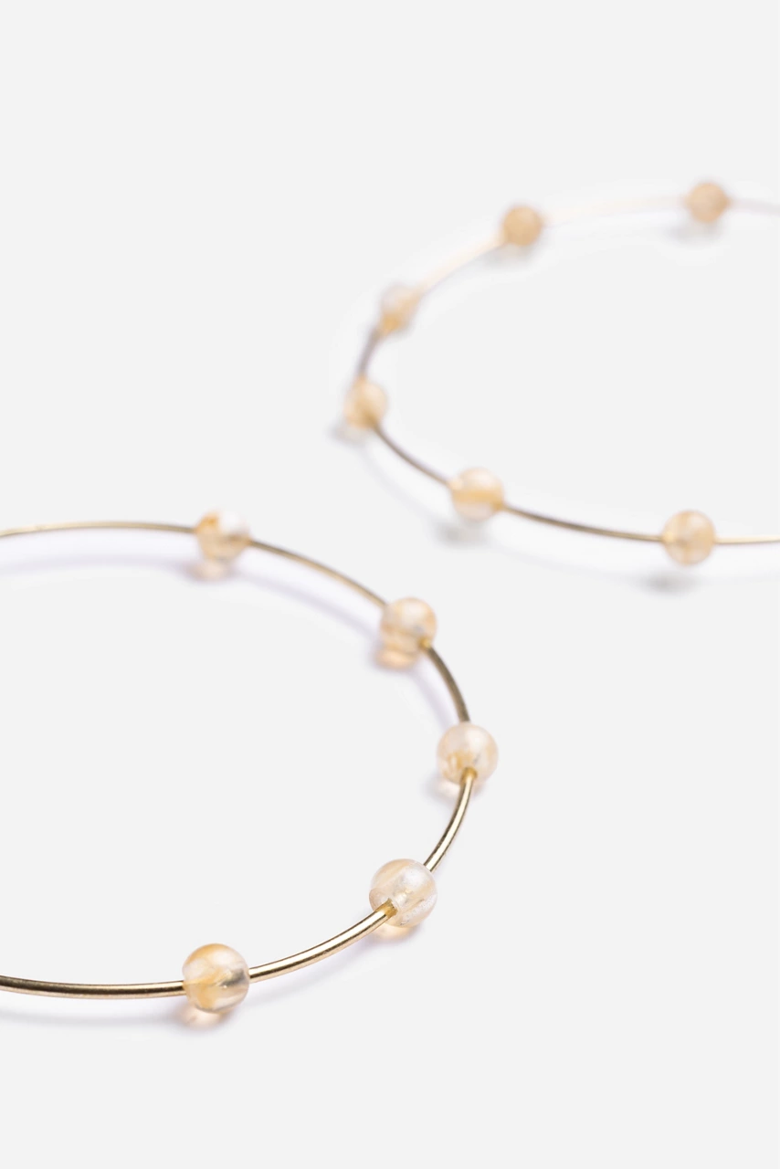 Johnny Was SEMI PRECIOUS HOOP EARRINGS Gold