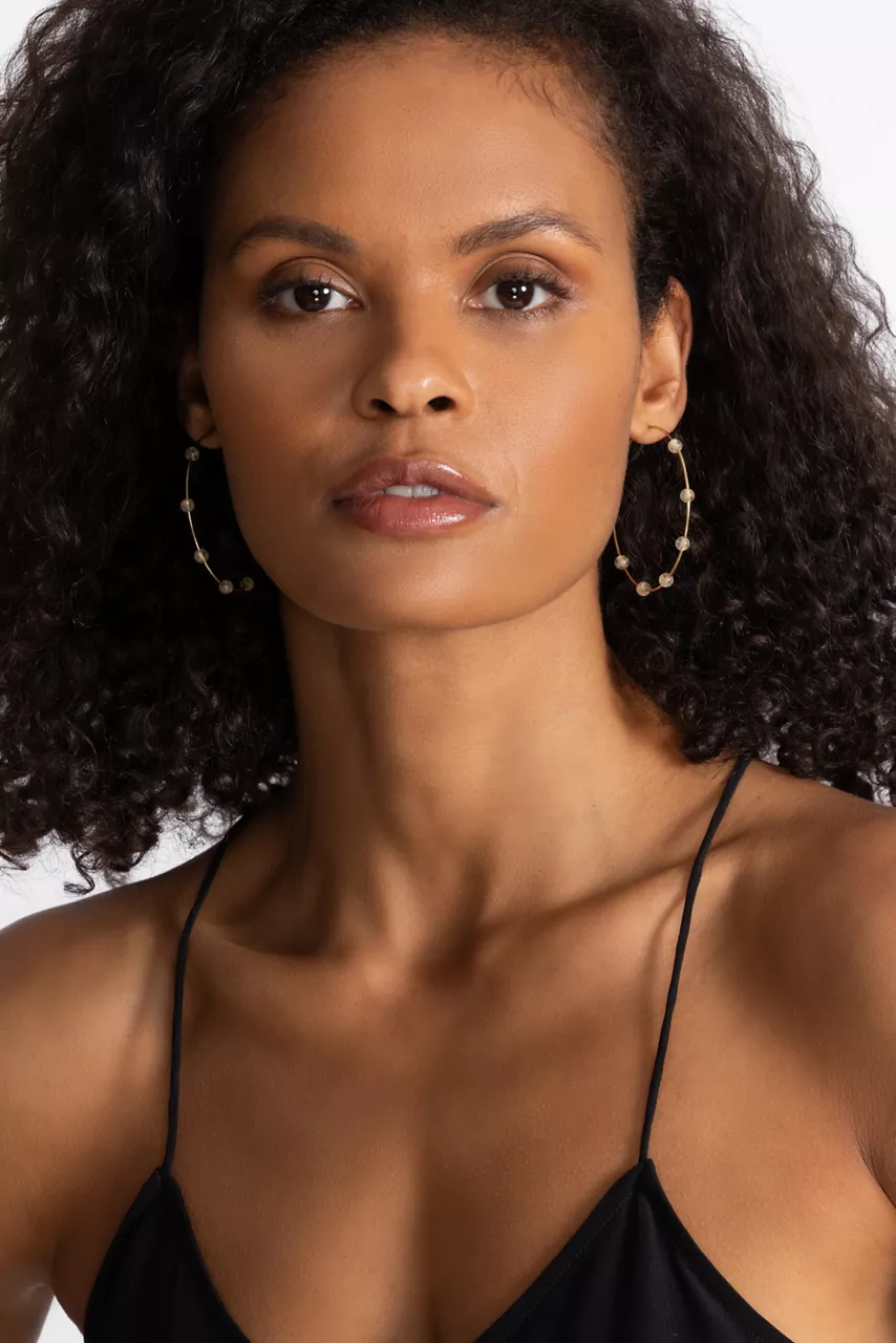 Johnny Was SEMI PRECIOUS HOOP EARRINGS Gold