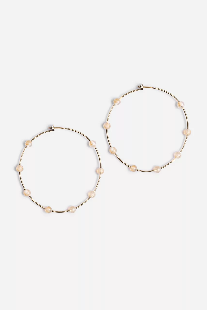 johnny was SEMI PRECIOUS HOOP EARRINGS Gold