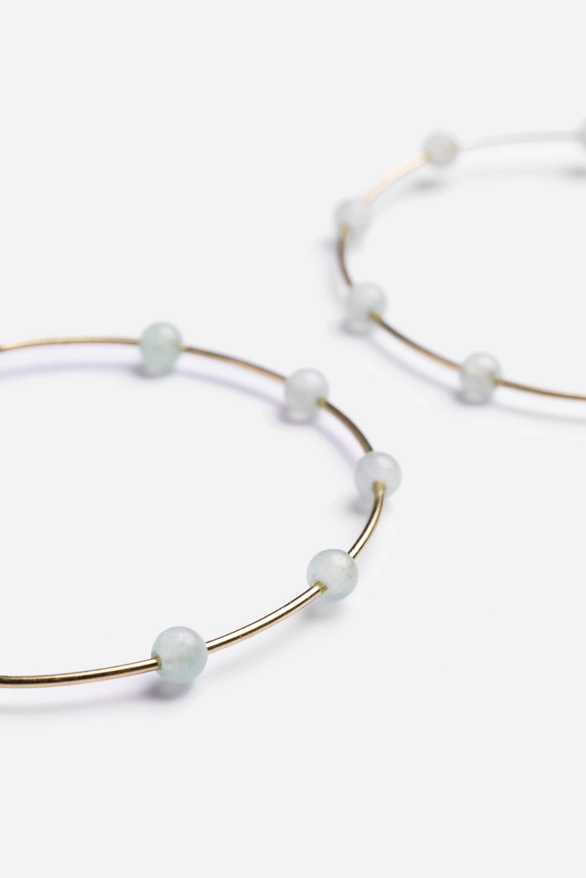 Johnny Was SEMI PRECIOUS HOOP EARRINGS Green