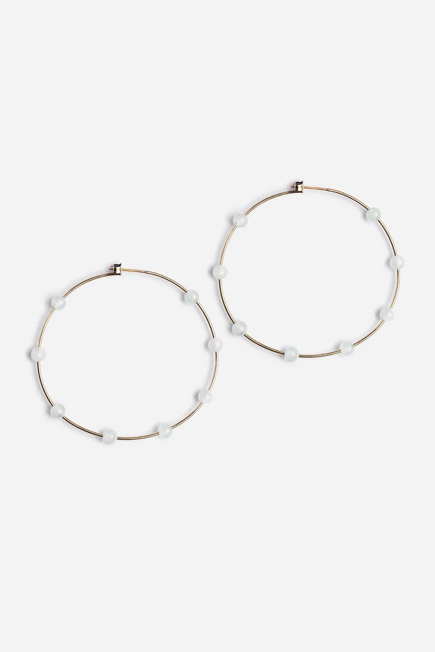 johnny was SEMI PRECIOUS HOOP EARRINGS Green