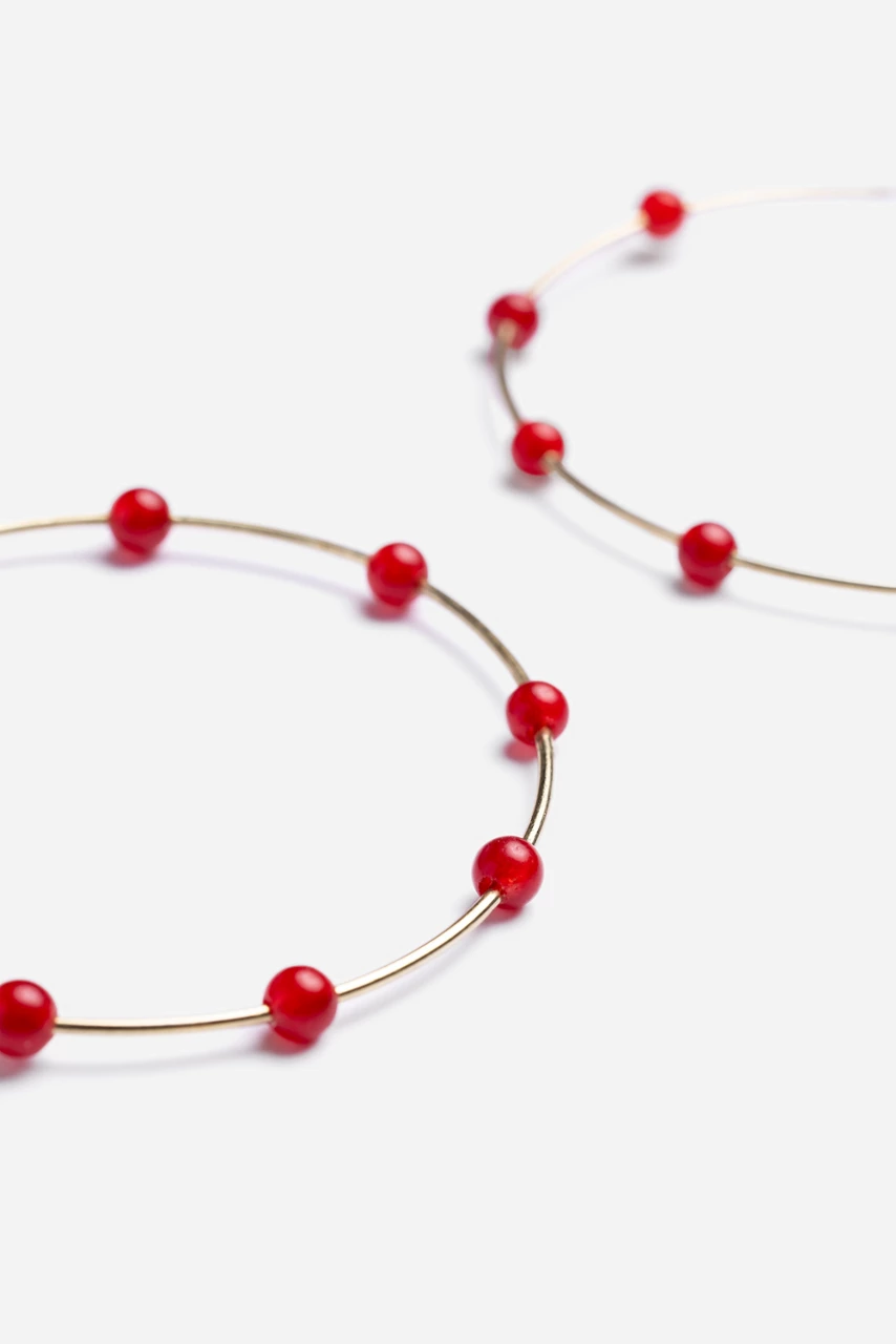 Johnny Was SEMI PRECIOUS HOOP EARRINGS Red