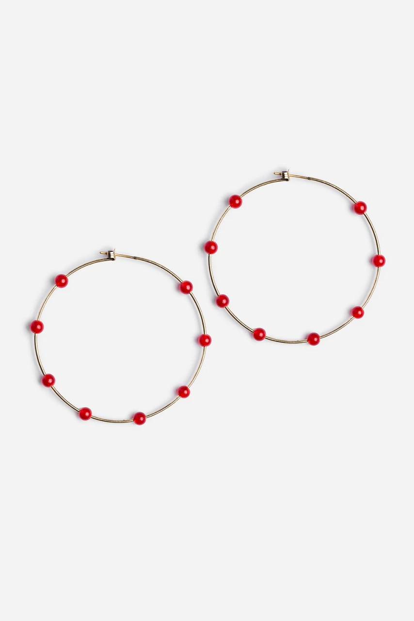johnny was SEMI PRECIOUS HOOP EARRINGS Red