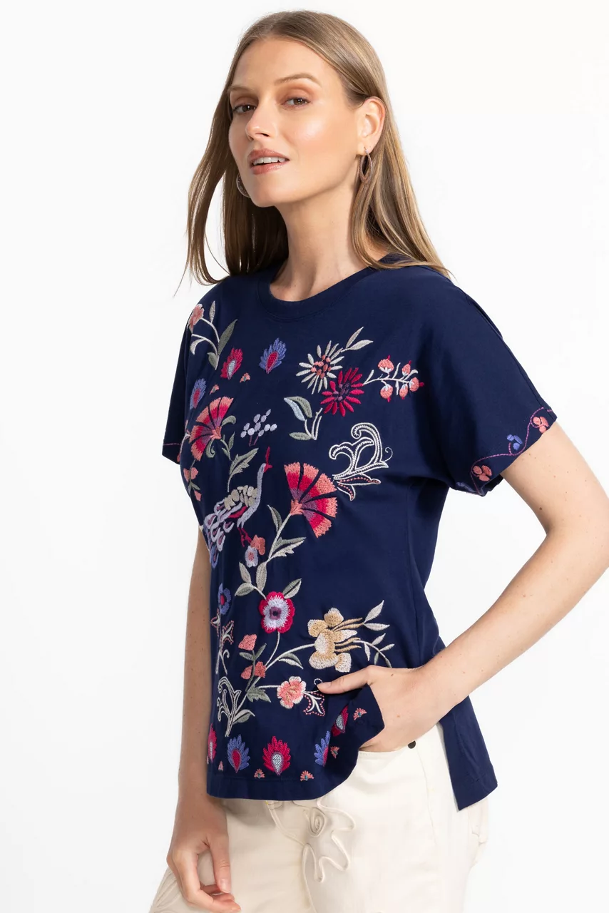 johnny was SIDE SLIT DOLMAN TEE Blue Night