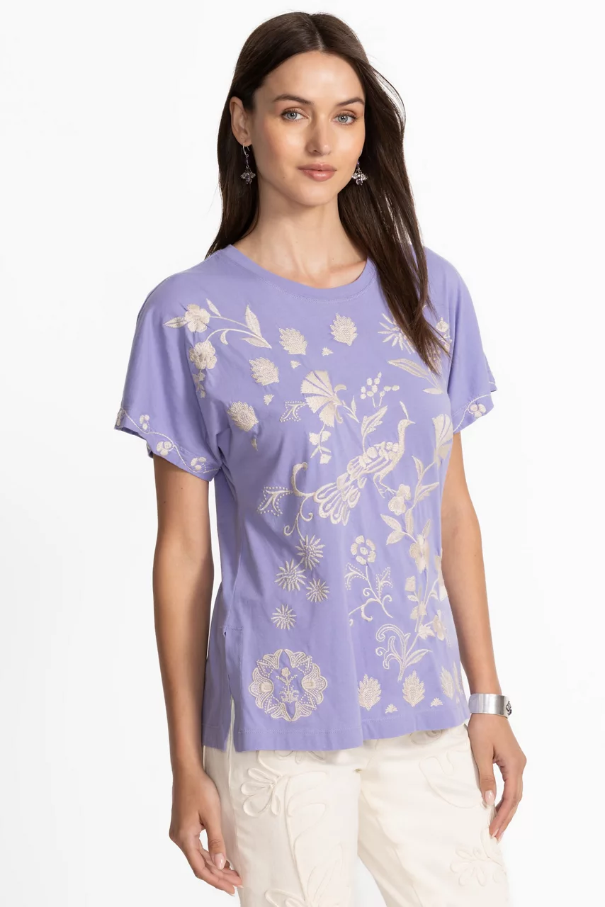 Johnny Was SIDE SLIT DOLMAN TEE Persian Violet