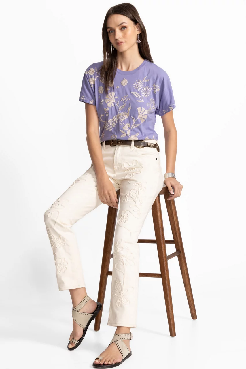 Johnny Was SIDE SLIT DOLMAN TEE Persian Violet