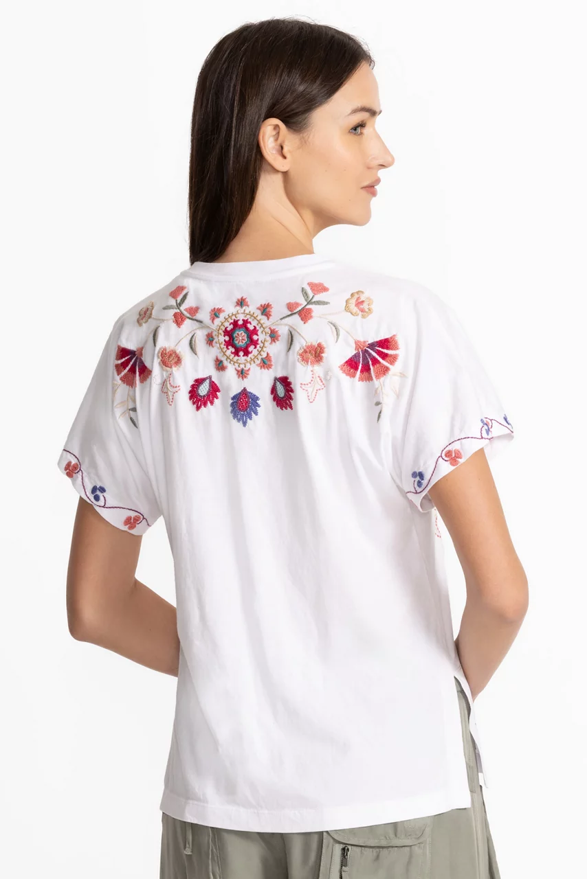 Johnny Was SIDE SLIT DOLMAN TEE White