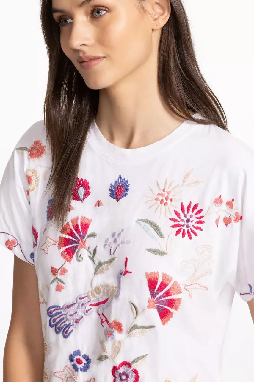 Johnny Was SIDE SLIT DOLMAN TEE White