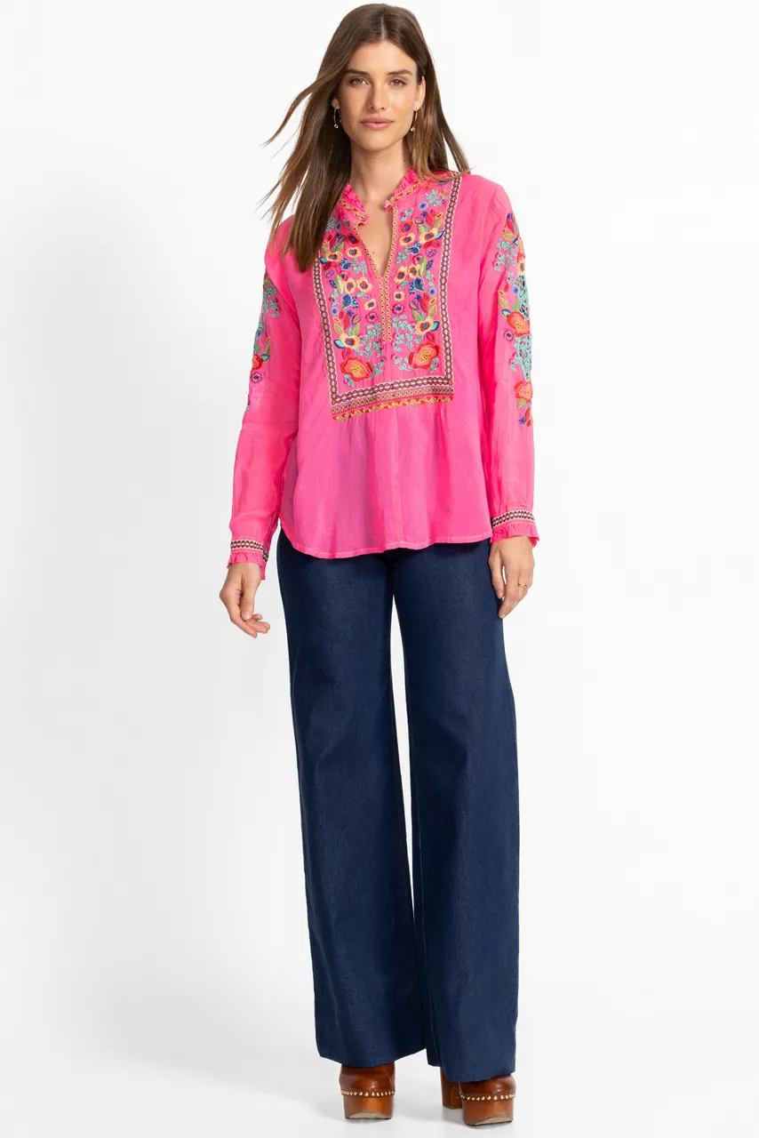 Johnny Was SIMONE BLOUSE Raspberry Sorbet