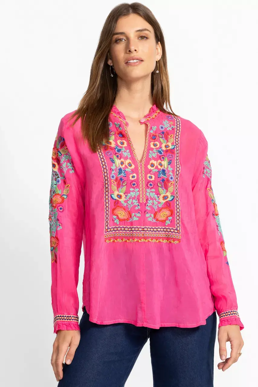 Johnny Was SIMONE BLOUSE Raspberry Sorbet