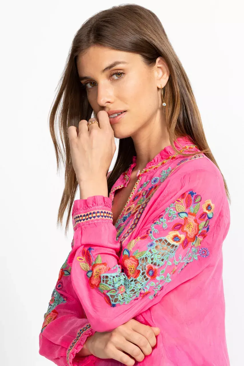 Johnny Was SIMONE BLOUSE Raspberry Sorbet