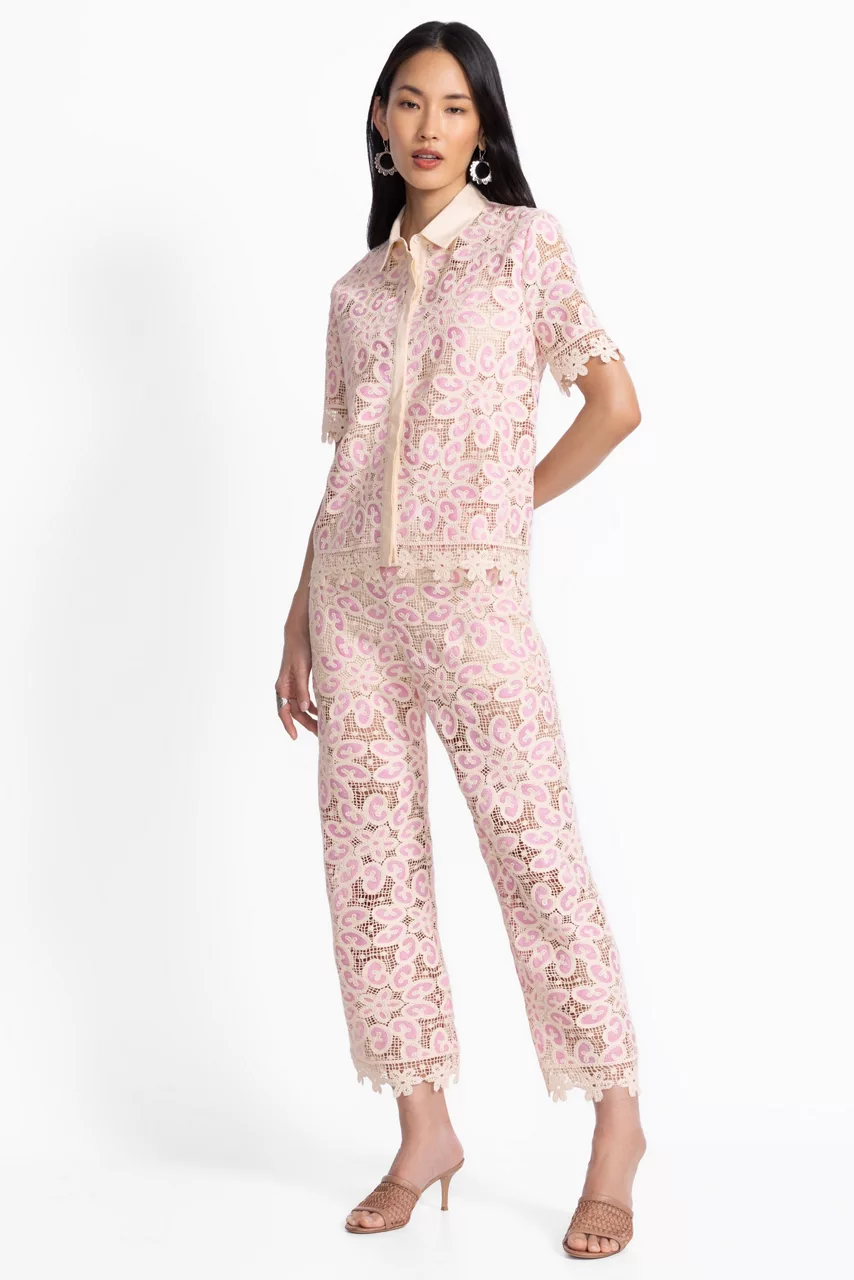 Johnny Was SIMONE CROPPED PANT Pink