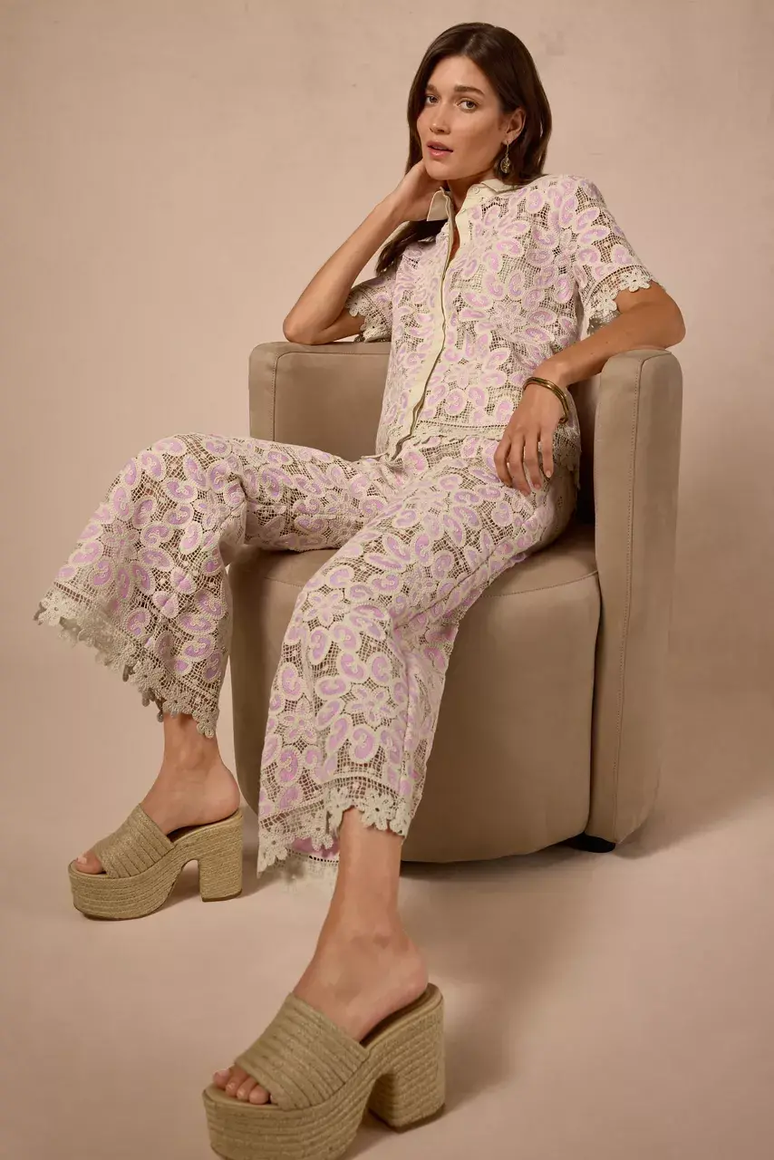 Johnny Was SIMONE CROPPED PANT Pink