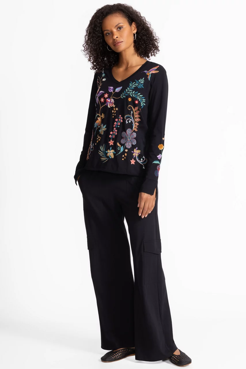 Johnny Was SLIT SLEEVE TEE Black