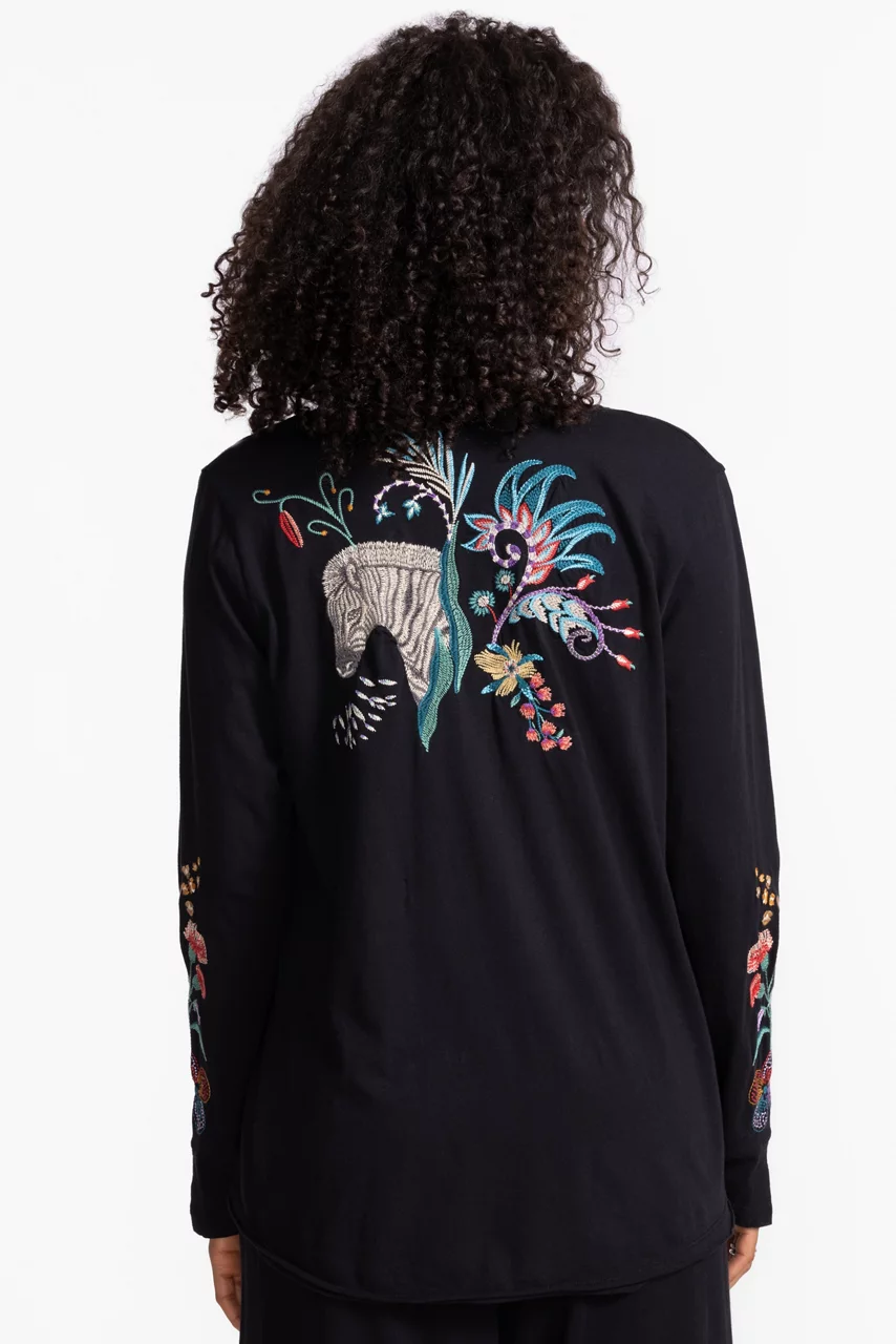 Johnny Was SLIT SLEEVE TEE Black