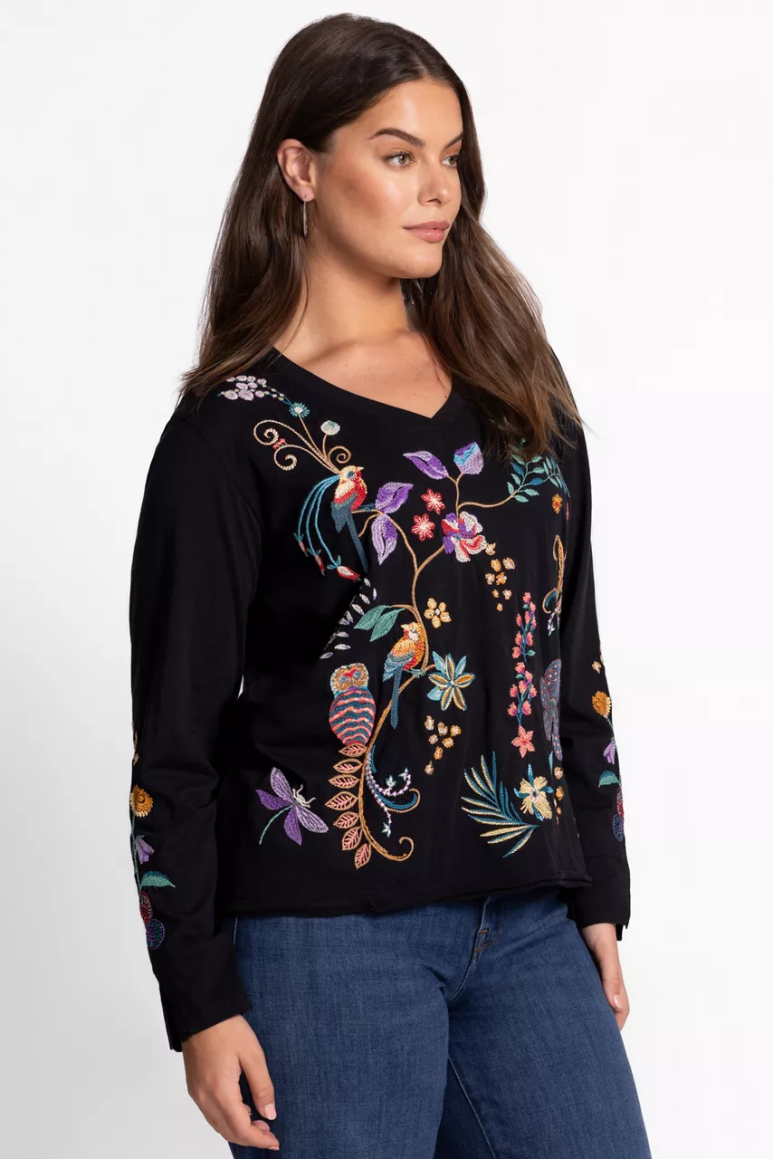 Johnny Was SLIT SLEEVE TEE Black