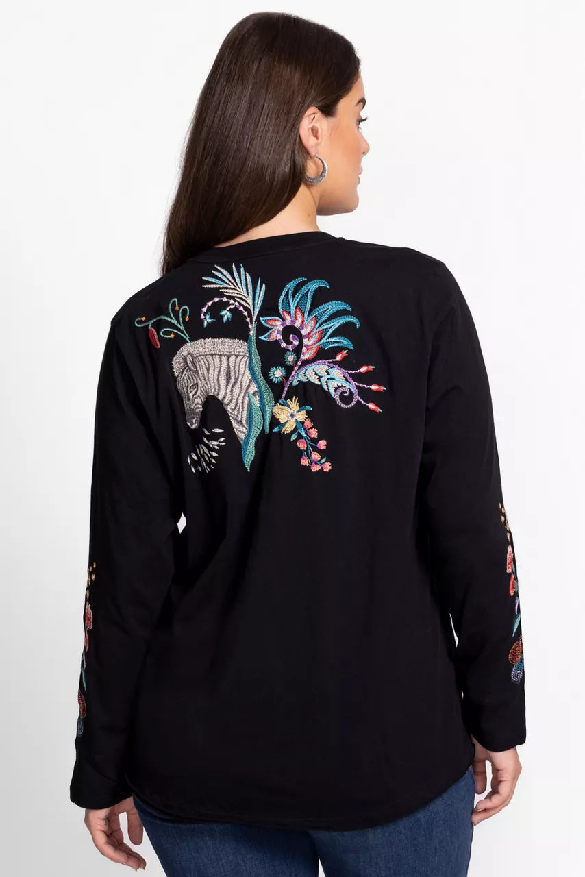 Johnny Was SLIT SLEEVE TEE Black