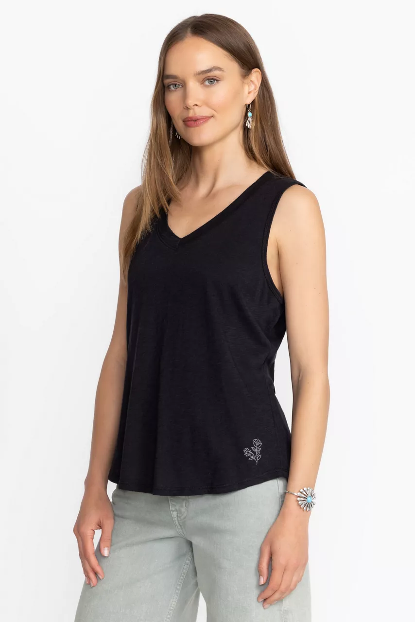 Johnny Was SLUB JERSEY HI LOW TANK Black Beauty