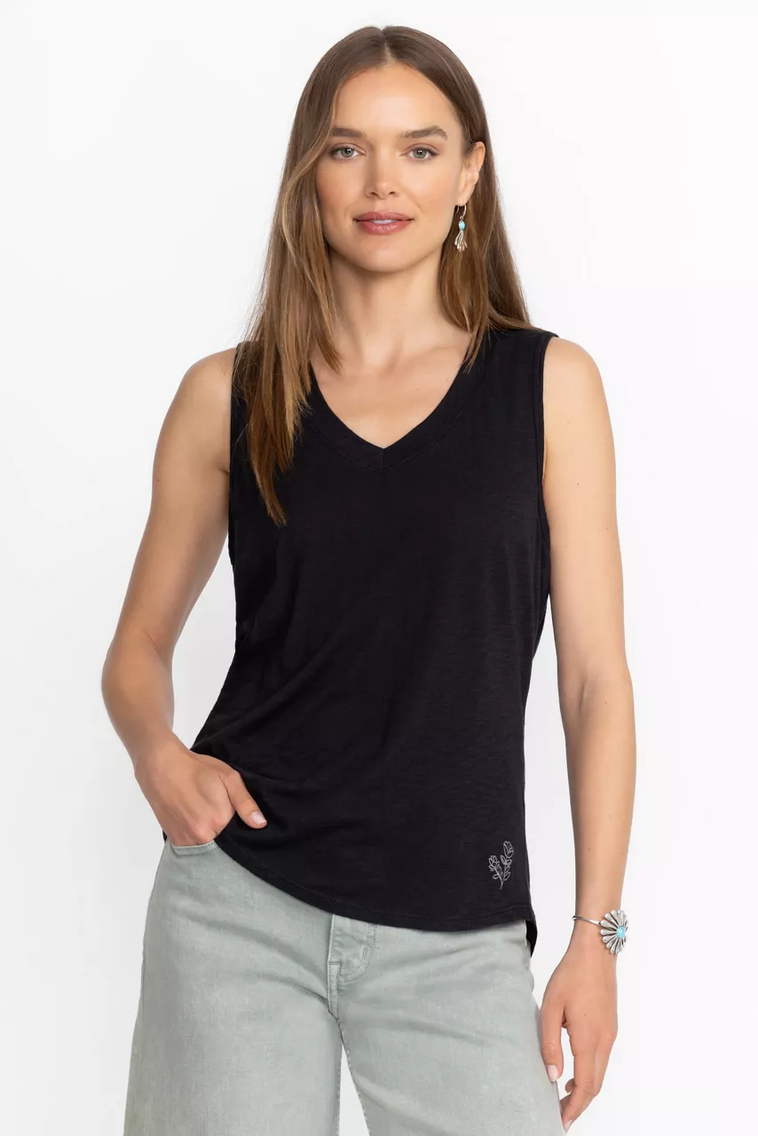 Johnny Was SLUB JERSEY HI LOW TANK Black Beauty