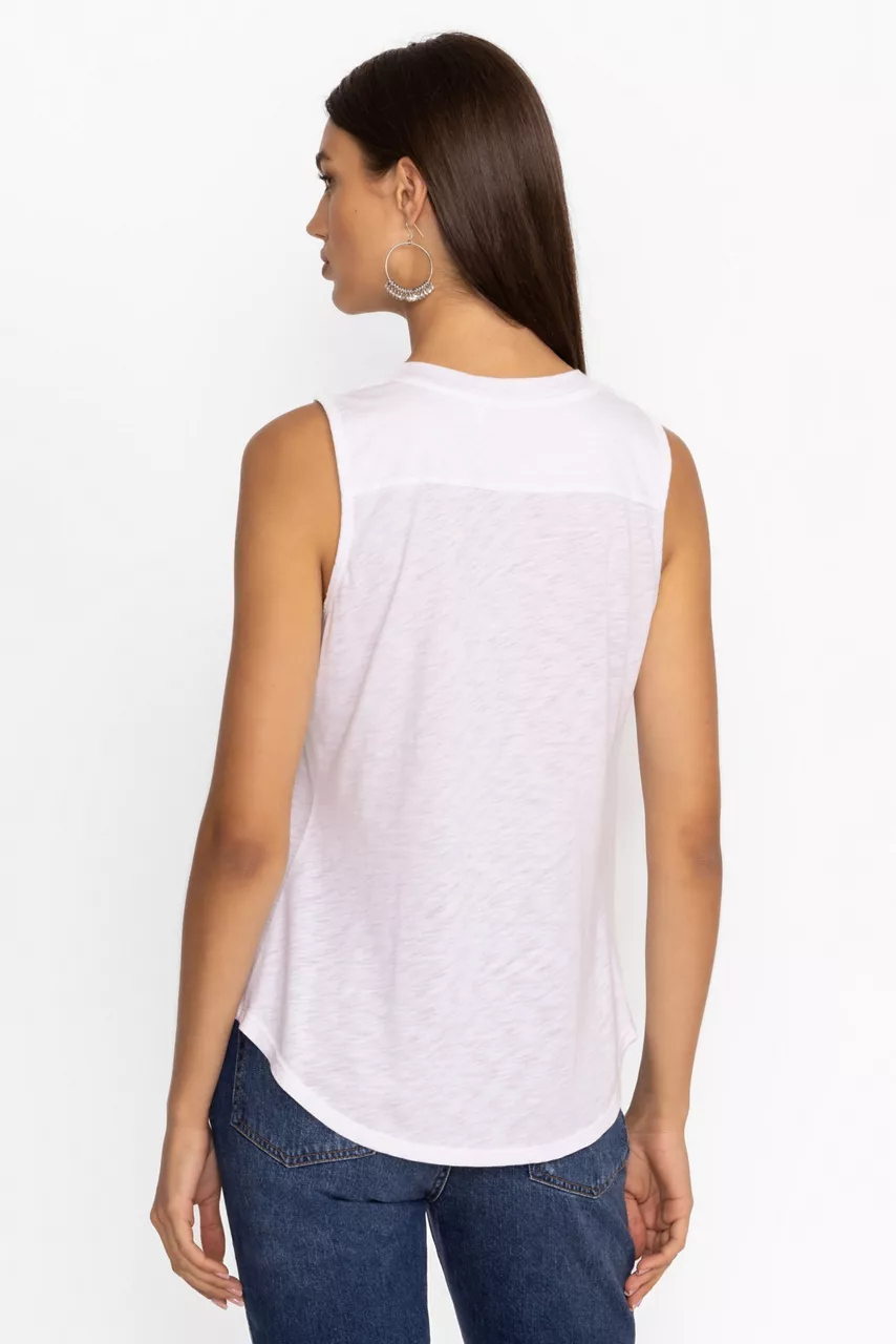 Johnny Was SLUB JERSEY HI LOW TANK Bright White