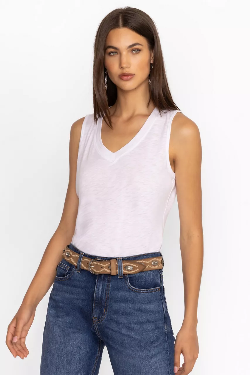 johnny was SLUB JERSEY HI LOW TANK Bright White