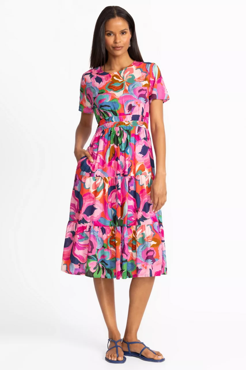 Johnny Was SMOCKED TIER DRESS Ambre