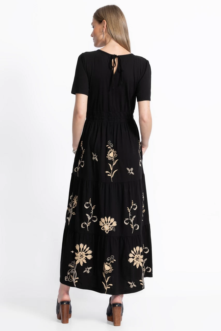 Johnny Was SMOCKED WAIST TIERED MAXI DRESS