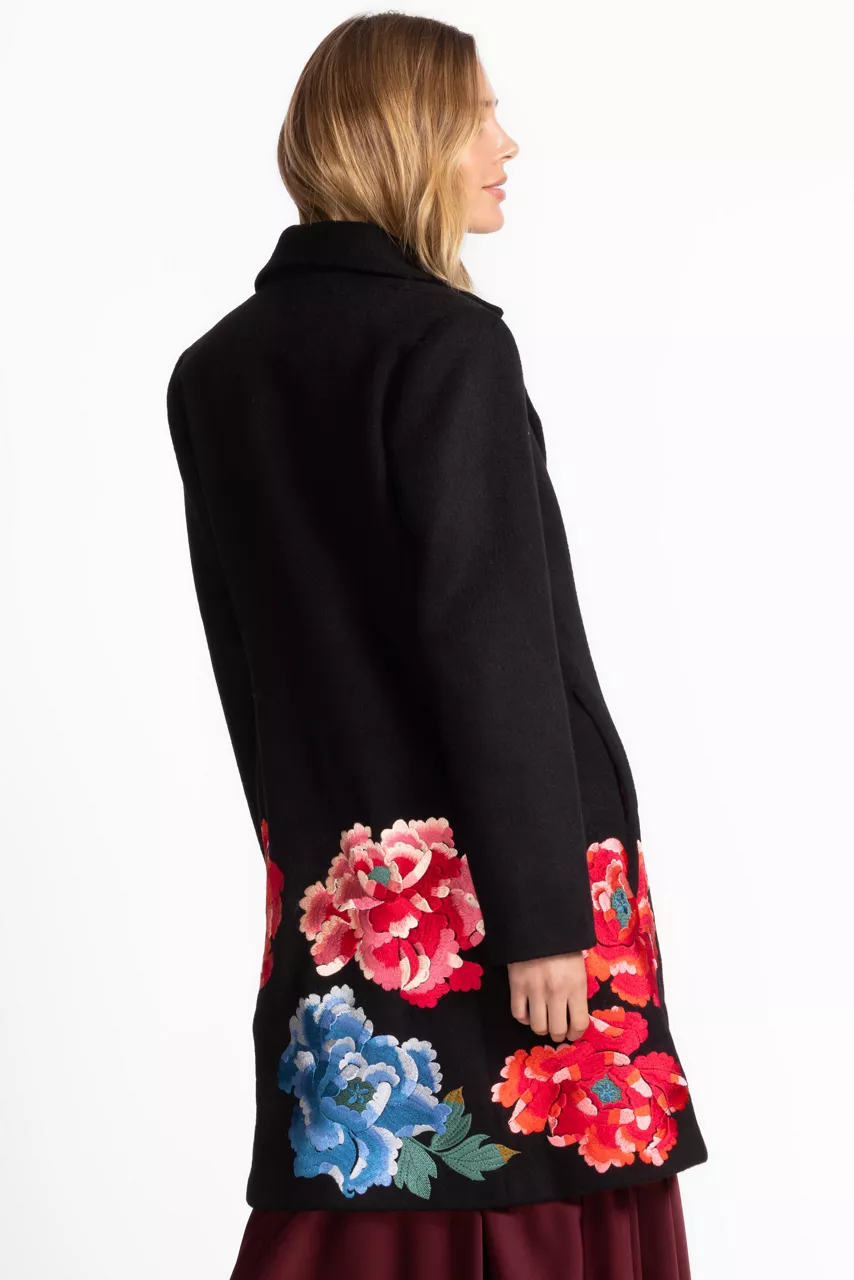 Johnny Was SONDRA EMBROIDERED COAT Black