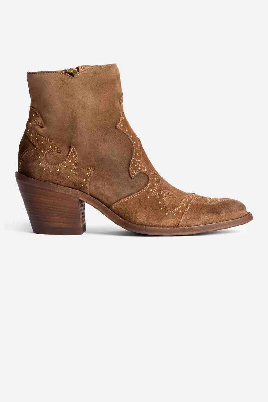 johnny was STUDDED ITALIAN SUEDE ANKLE BOOT Brandy