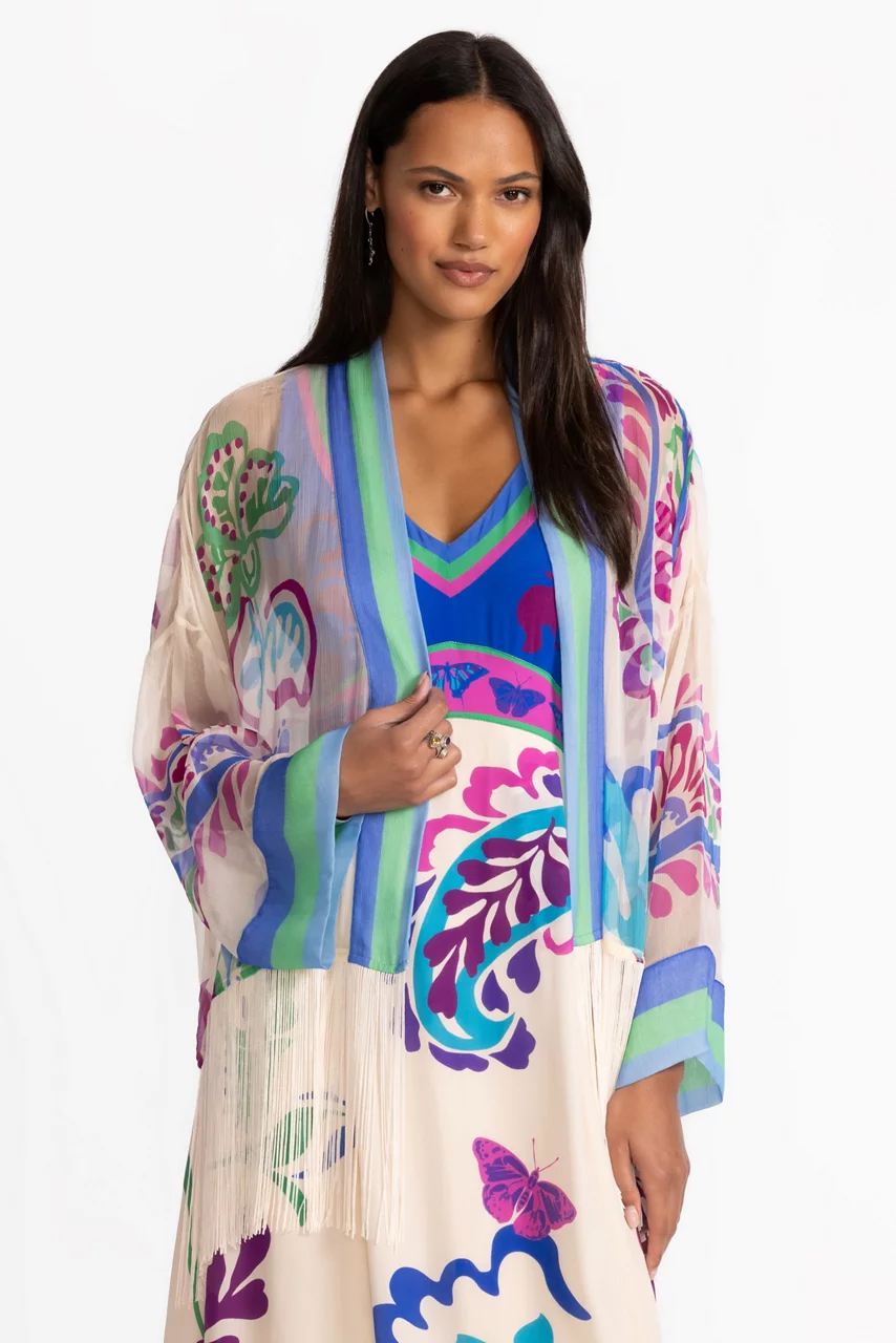 johnny was SUNSET FRINGE KIMONO Jonis Dream