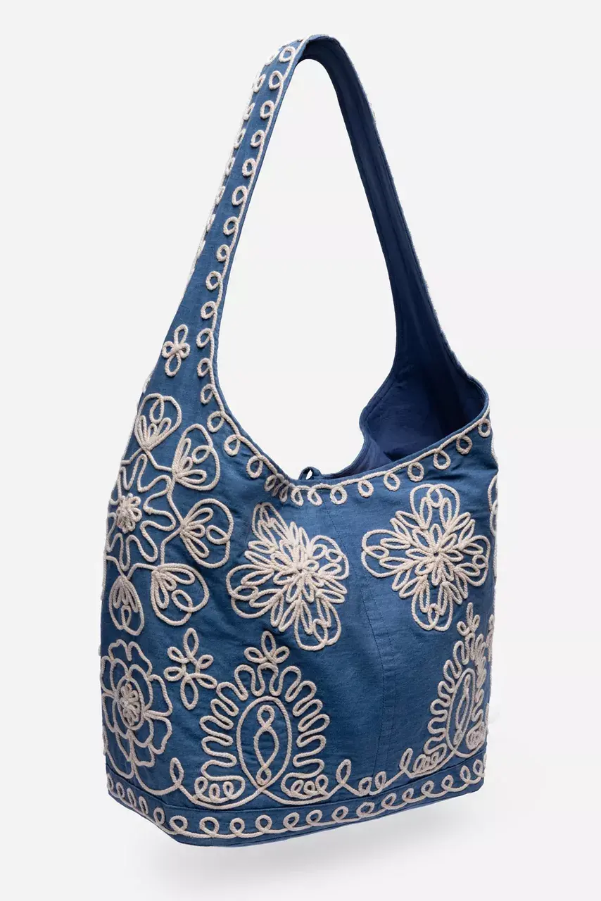 Johnny Was SUTASH BUCKET BAG Denim Indigo