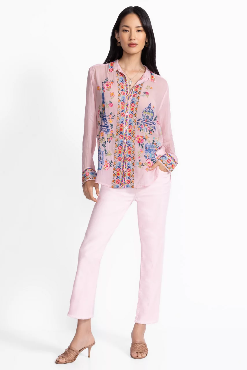 Johnny Was SYDNEE SHIRT Primrose Pink