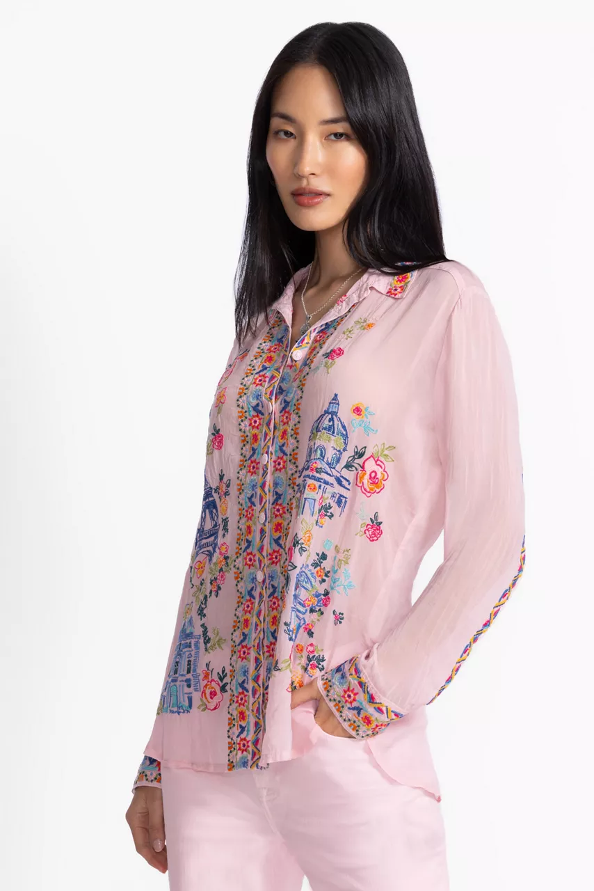 Johnny Was SYDNEE SHIRT Primrose Pink