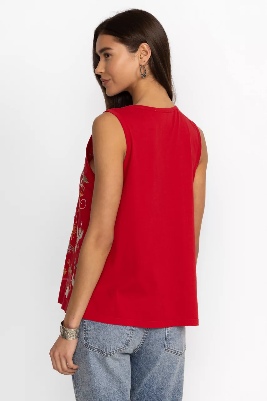 Johnny Was TEXAS KNIT TANK Racer Red