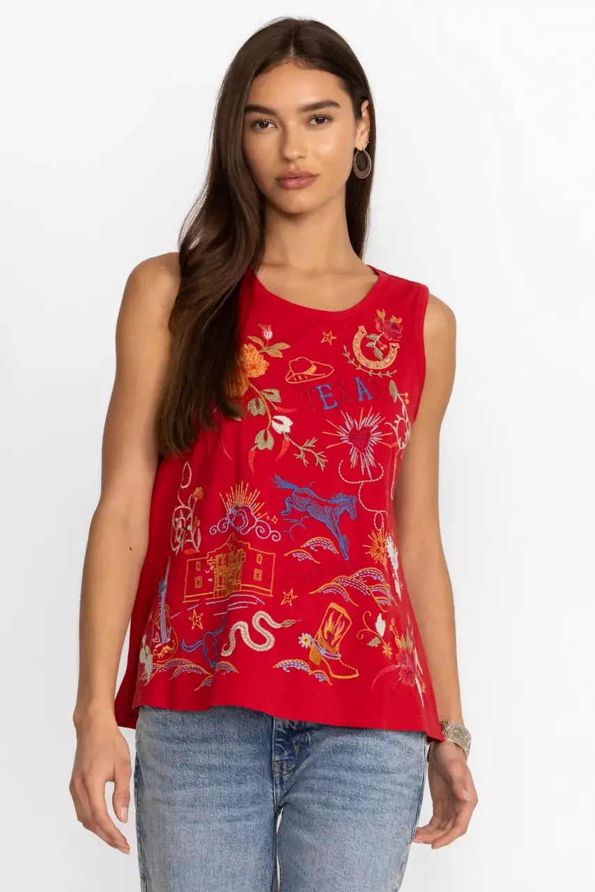 johnny was TEXAS KNIT TANK Racer Red