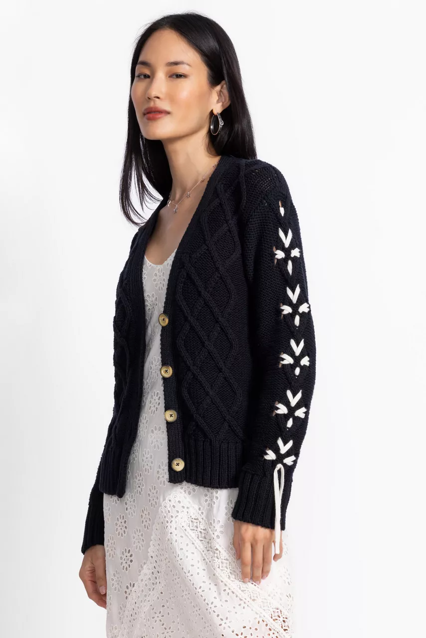 Johnny Was THE ANESSA BOW CARDIGAN Black