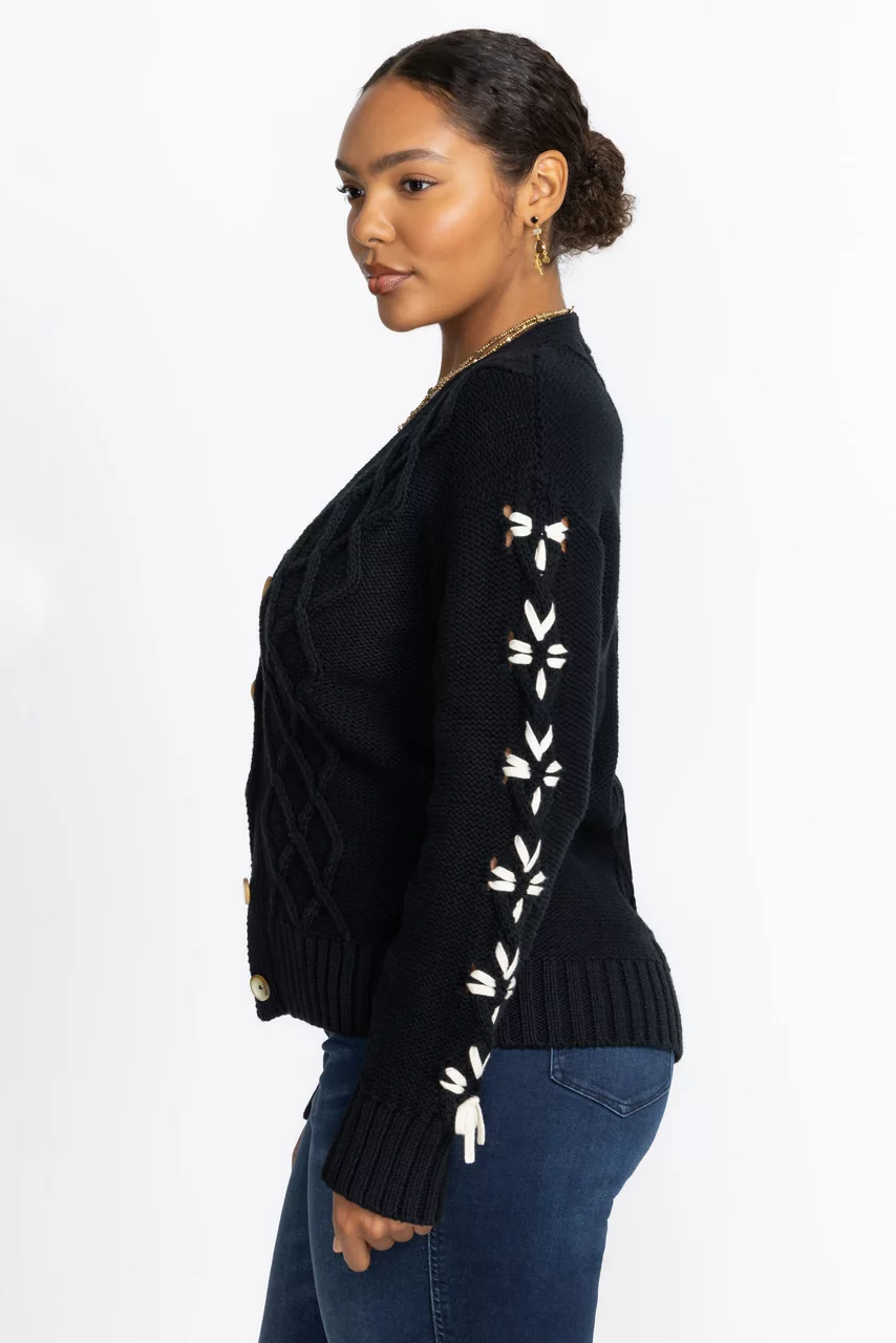 Johnny Was THE ANESSA BOW CARDIGAN Black